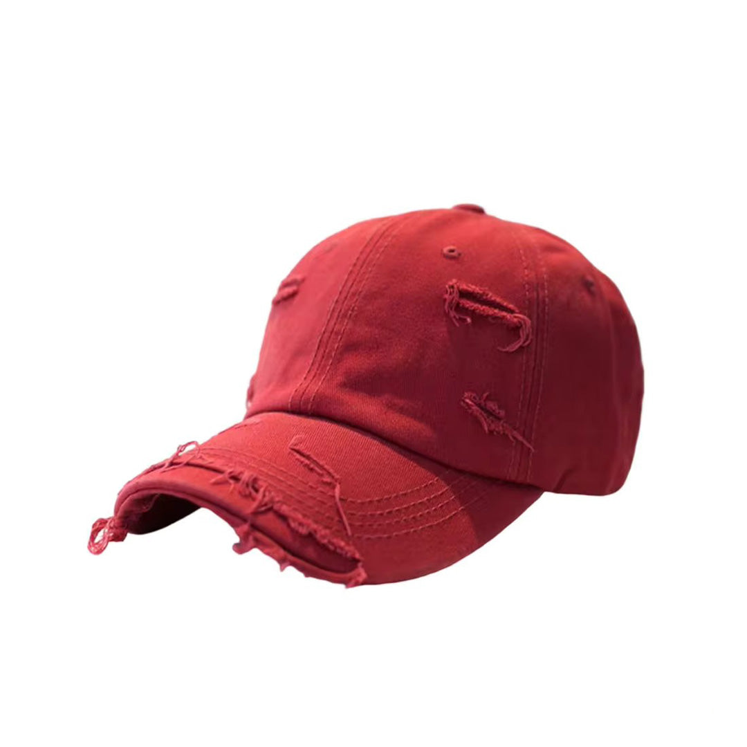 Men's vintage distressed cotton baseball hat with extended brim and built-in interlayer structure