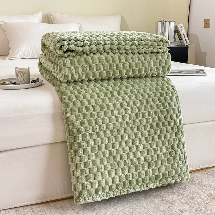 Bright yellow plaid velvet checkered throw blanket ultra-soft cozy cover for sofa bed adults pets