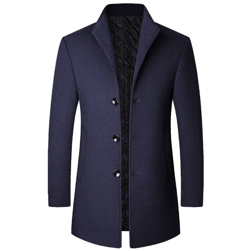 Mason men's long tailored overcoat with button closure, sleek structured silhouette for modern style