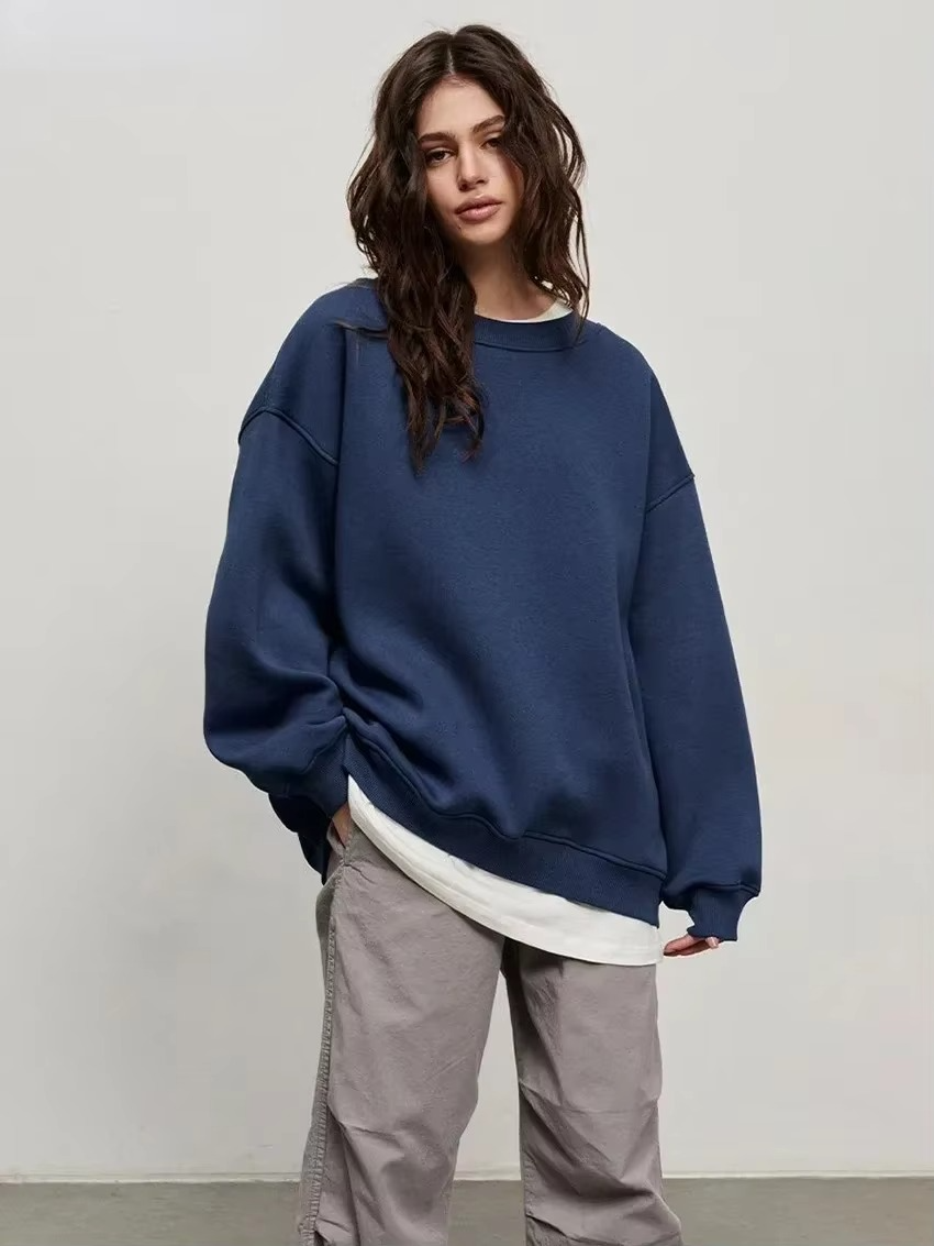 Women's oversized fleece hoodie loose fit pullover sweatshirt cozy warm casual style