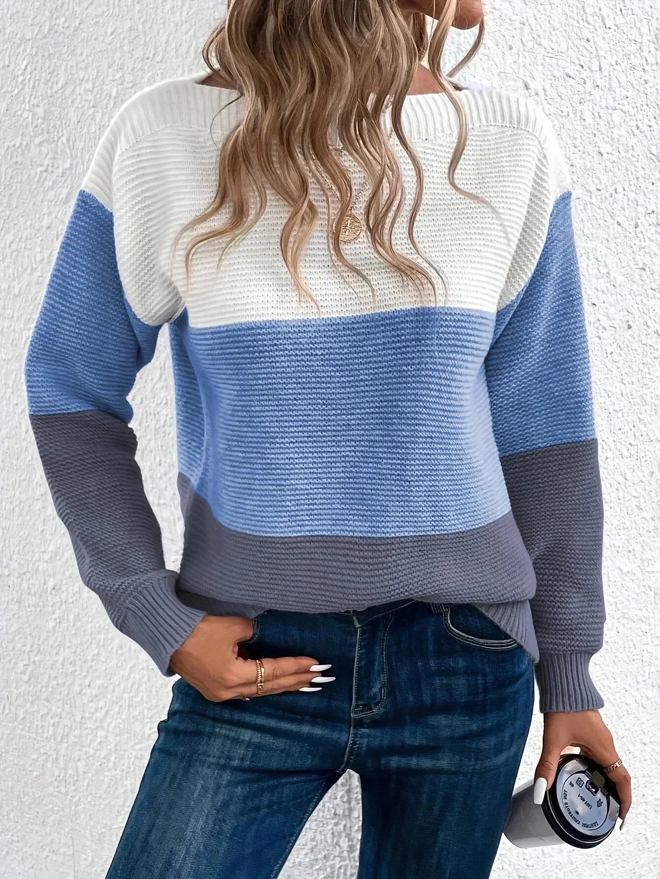 Women's ribbed color block cropped boat neck sweater in relaxed fit with chic knit detail