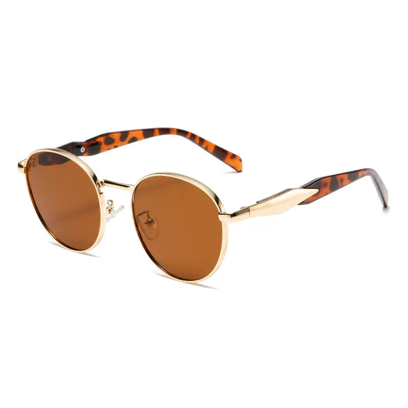 Retro round metal sunglasses UV400 lenses slim frame adjustable nose pads unisex vintage fashion