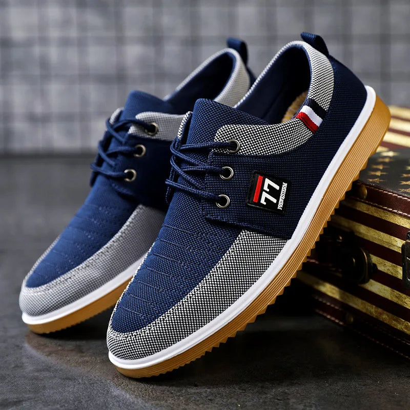 Two-tone mesh sneakers lightweight breathable upper lace-up closure everyday casual comfort