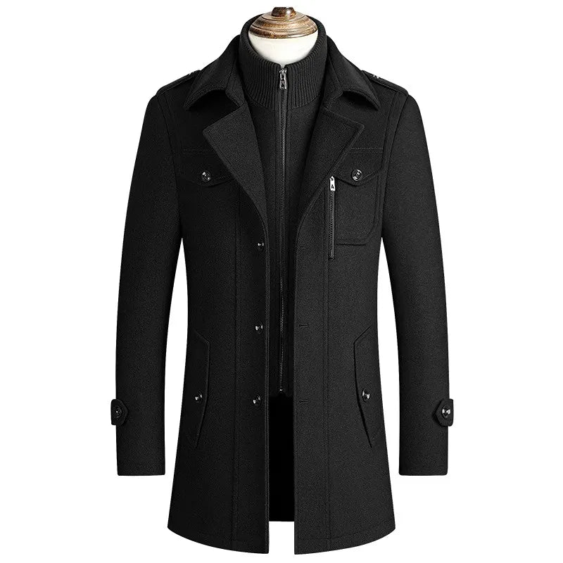 Men's Jackie wool blend coat classic straight cut timeless elegance in premium neutral tone