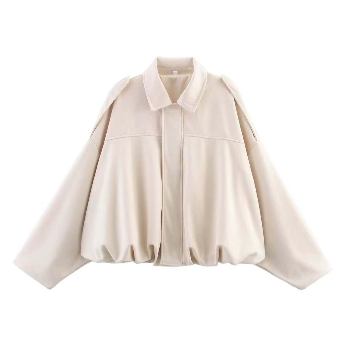 Women's vintage oversized bomber jacket in washed suede finish, relaxed silhouette classic style