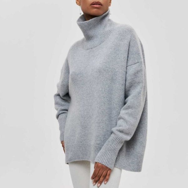 Patricia women's relaxed fit turtleneck sweater, cozy wool blend with ribbed high neck dolman silhouette