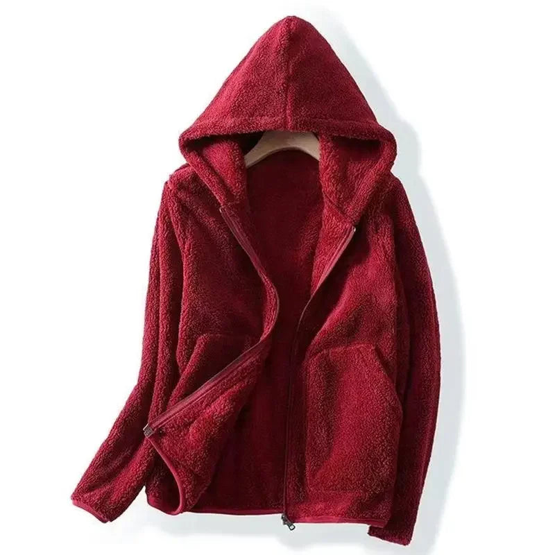 Unisex grey fleece zip-up sweatshirt relaxed fit with cozy hood for everyday comfort
