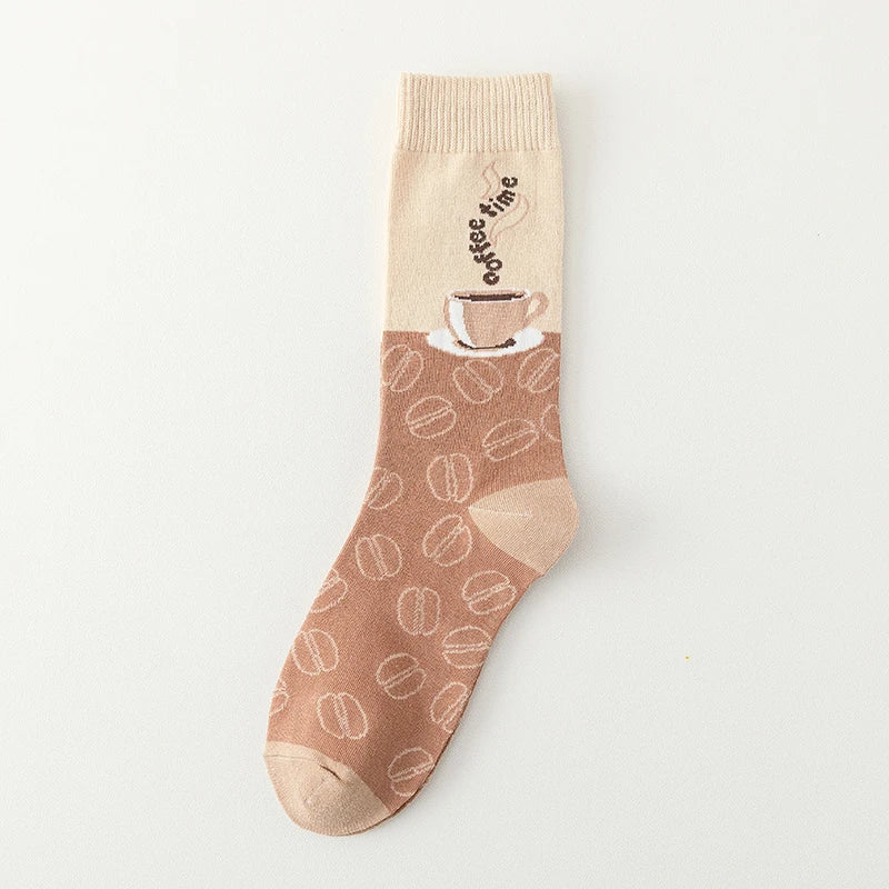 Coffee lover crew socks cozy cotton blend playful morning brew coffee cup novelty print design