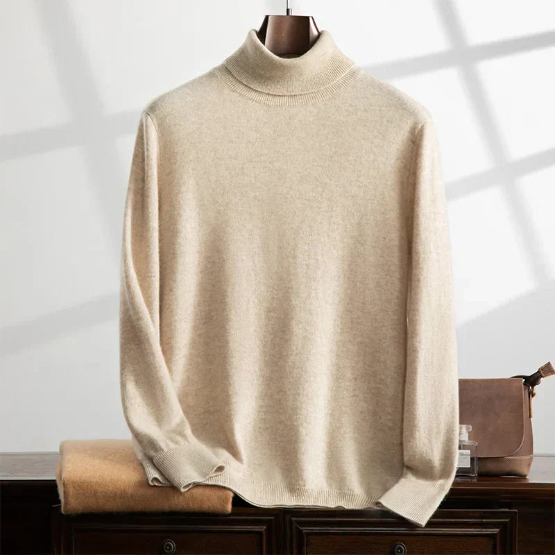 Men's cashmere-like turtleneck sweater relaxed fit soft wool blend knit warm cozy premium