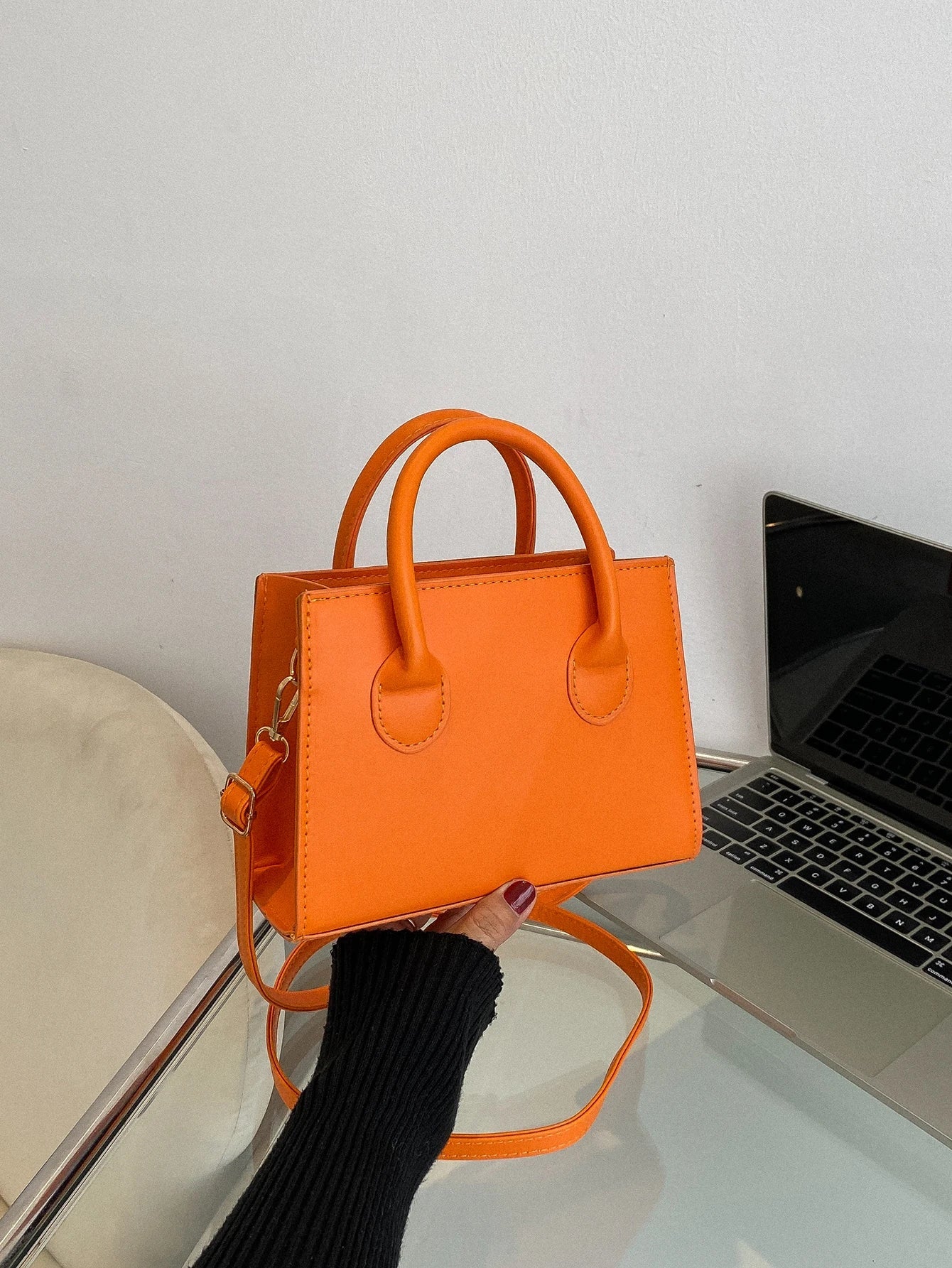 Joan vegan leather mini crossbody bag, structured chic with detachable strap and secure zip closure