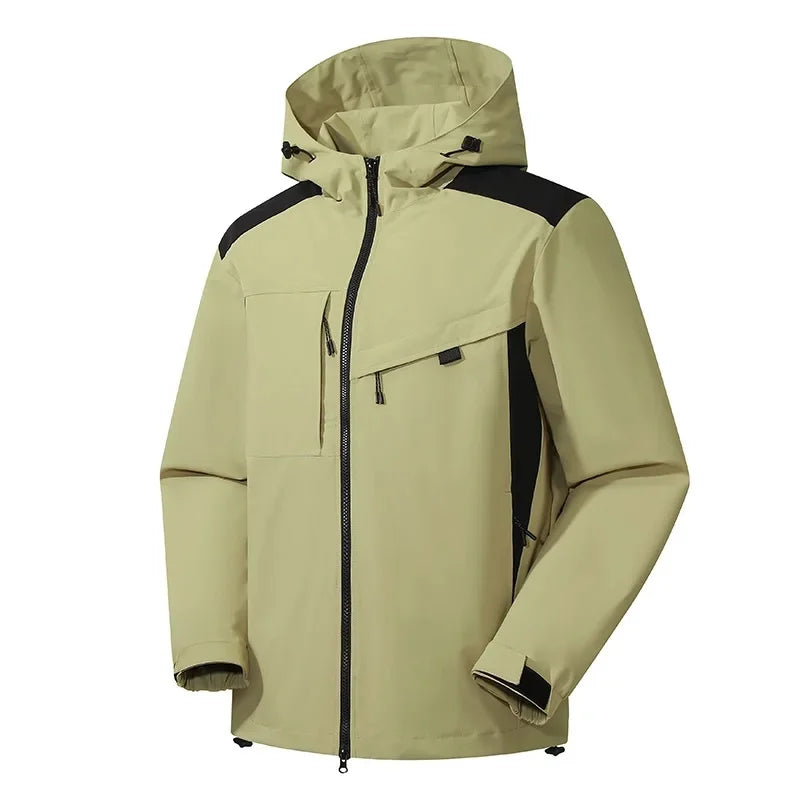 Men's insulated ski jacket with hood, streamlined cut, warm all-weather performance coat for slopes