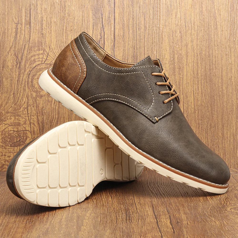 Manuel Calvo men brown leather oxford shoes smart casual cushioned EVA sole polished refined look