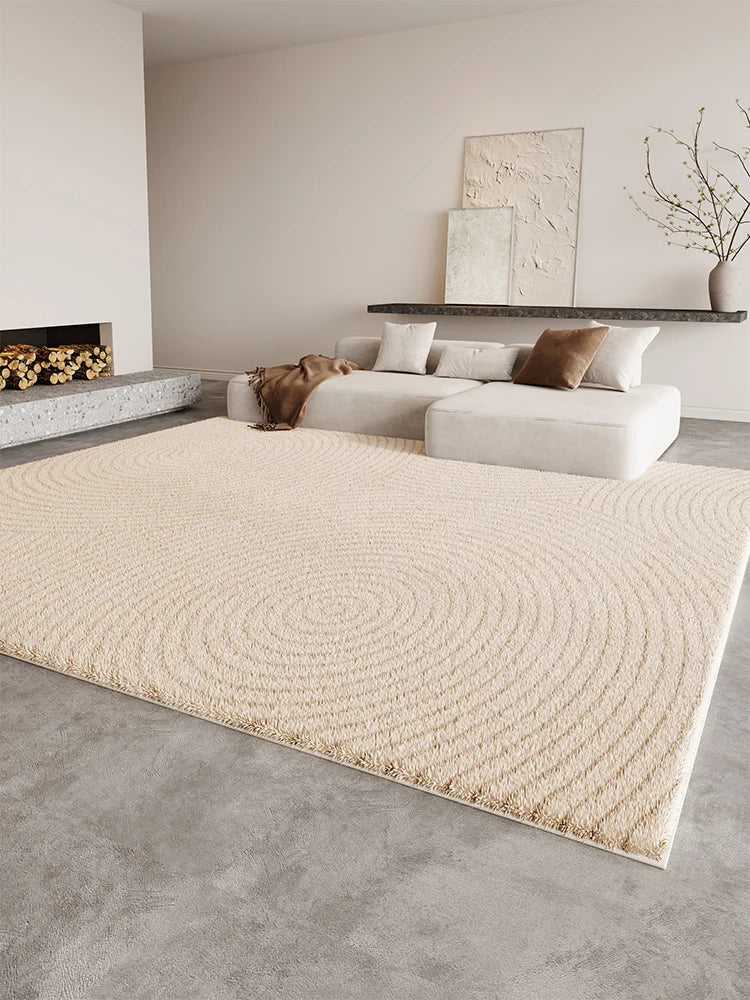 Cream fluffy large area rug thick plush pile soft cloud texture for living room bedroom