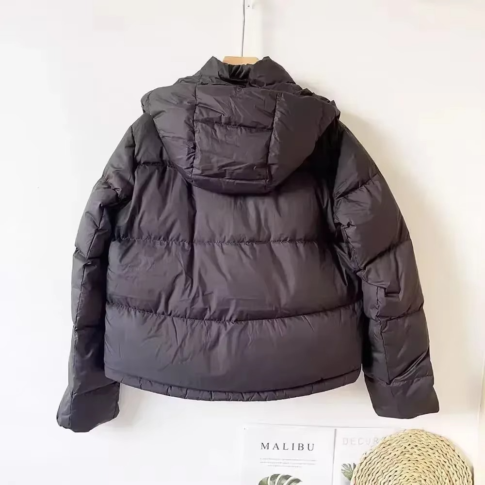 Women's thickened puff down jacket with detachable hood in warm urban style for cold winter days