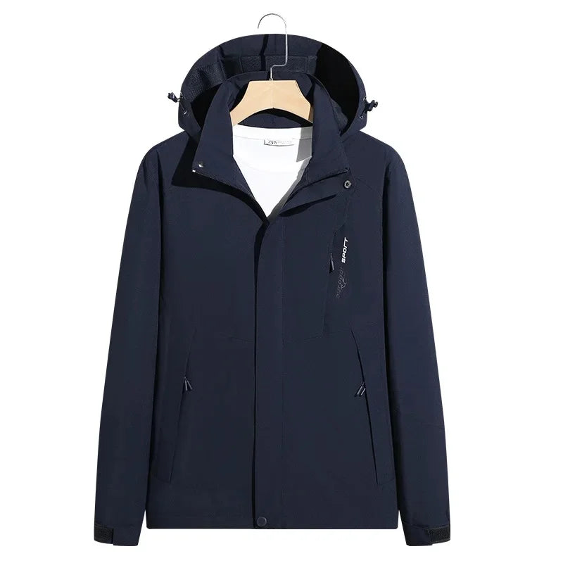 Unisex insulated ski jacket with adjustable hood, modern slim fit for cold-weather outdoor activities