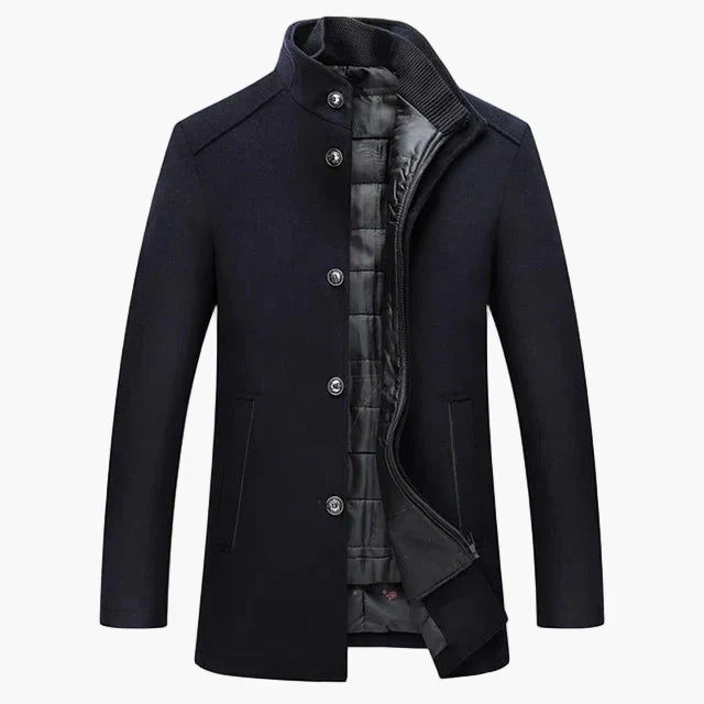 Men's classic winter coat black stand-up collar tailored business casual elegant silhouette