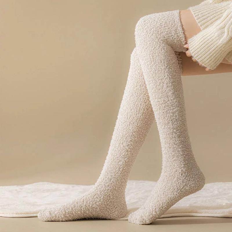 Women's fleece knee-high socks soft thermal form-fitting design for everyday comfort and snug fit