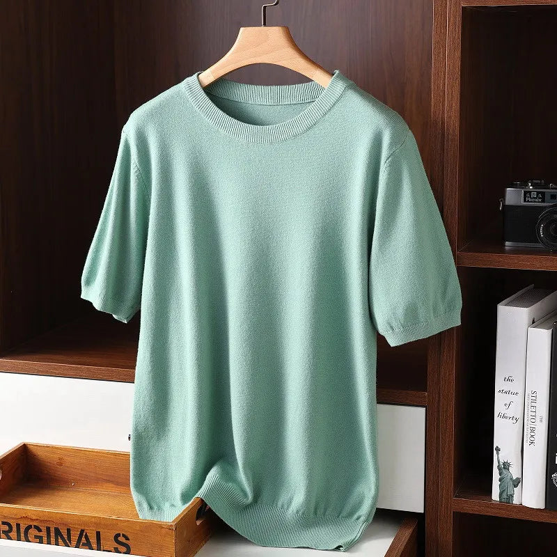 Men's luxury cashmere knitted shirt tailored fit ultra-soft premium knit top versatile all-season wear