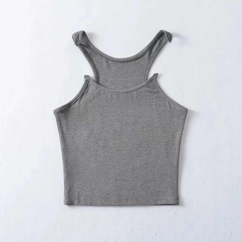 Women's nude invisible tank top slim fit with hidden shoulder straps soft breathable layering essential