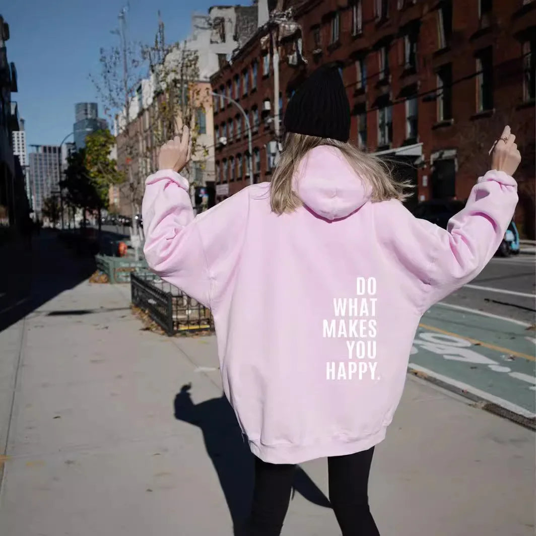 Women's cozy pullover hoodie casual relaxed silhouette all-season comfort everyday travel style