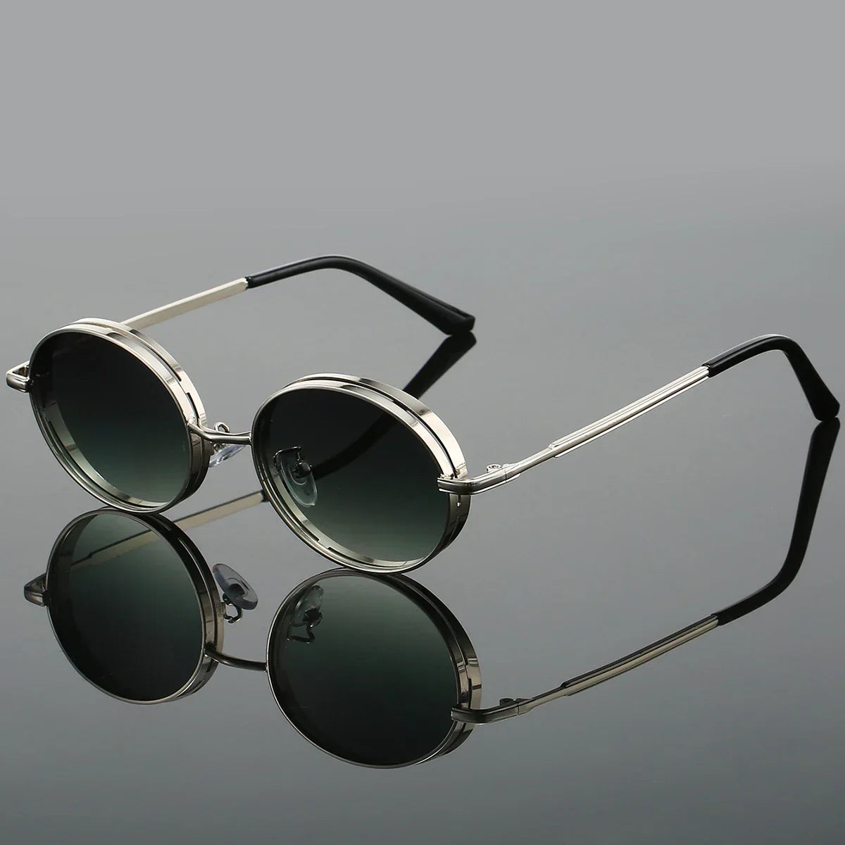 Retro oval gradient lens sunglasses lightweight alloy wireframe UV400 anti-reflective women