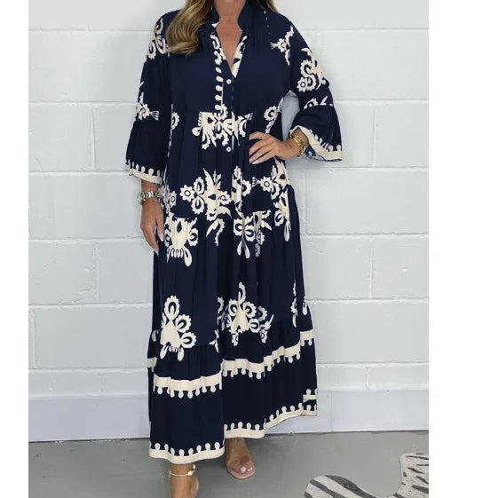 Namira women's loose fit printed dress in versatile colors, elegant design for all body types