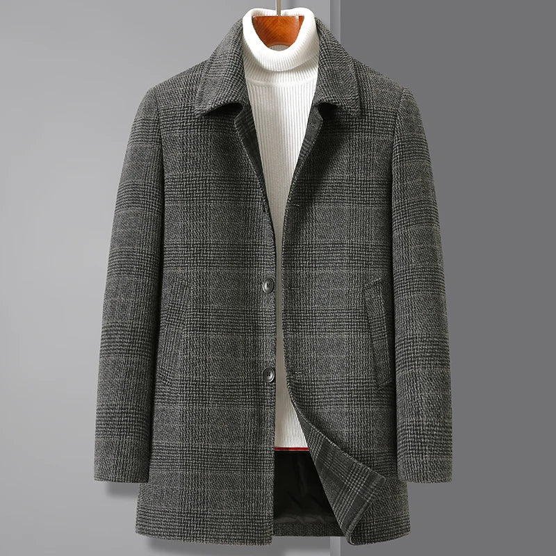 Martelli wool-blend plaid trench coat neutral gray mid-length silhouette for city professionals