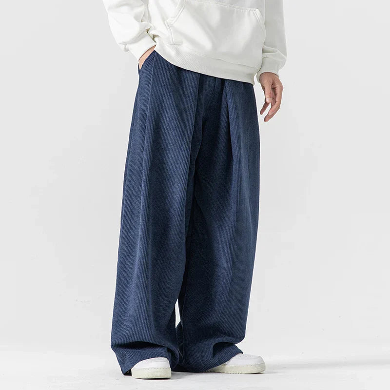 Oversized corduroy sweatpants unisex wide leg 90s style with elastic drawstring waist