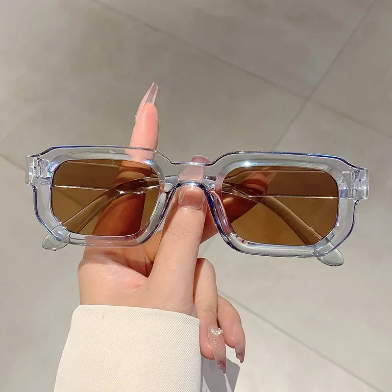 Rena set of 7 rectangular vintage unisex sunglasses retro modern festival-ready styles multi-color frames