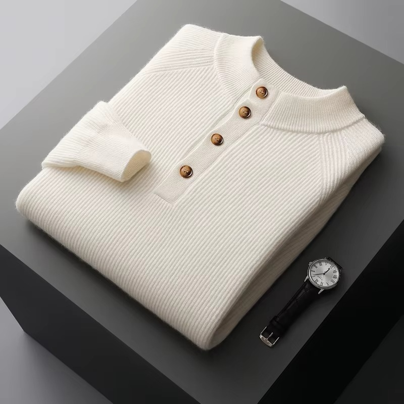 Men's 100% cashmere pullover crew neck sweater in classic fit, ultra-soft lightweight knit