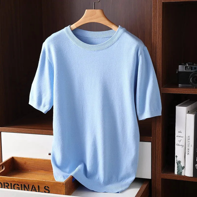 Men's luxury cashmere knitted shirt tailored fit ultra-soft premium knit top versatile all-season wear