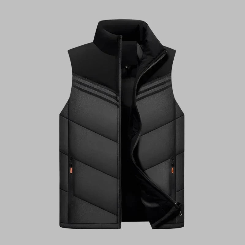 Men's slim fit quilted padded vest high collar insulated winter outerwear lightweight athletic silhouette