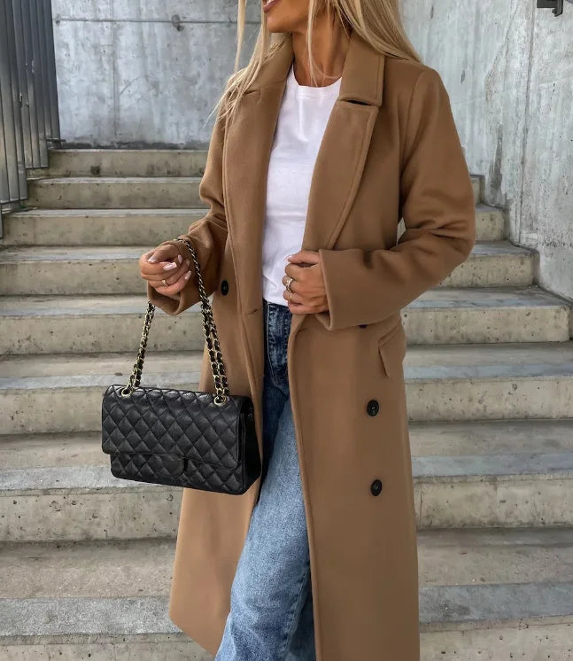 Addison women's classic long sleeve trench coat elegant tailored silhouette with button details