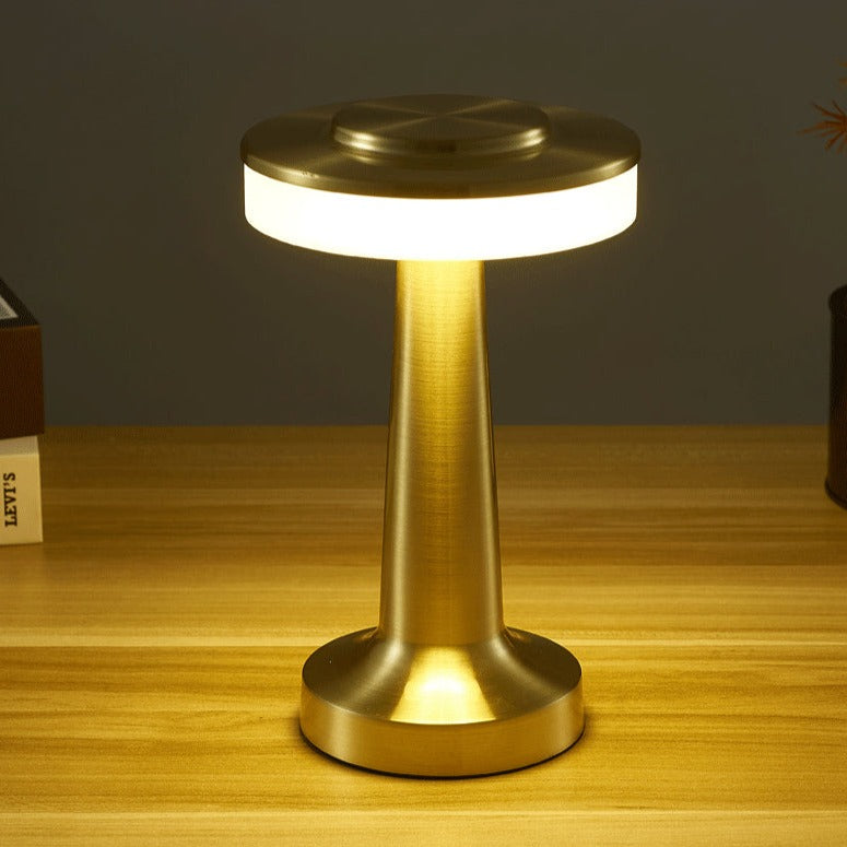Lumey retro chrome touch table lamp with LED dimming accent light for living room decor