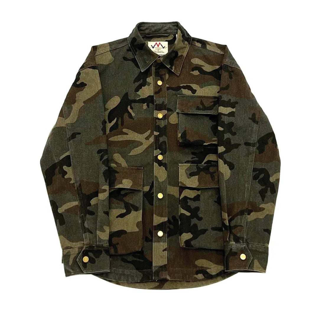 Americana camo cotton workwear shirt soft-washed rugged fit handmade retro outdoor layer