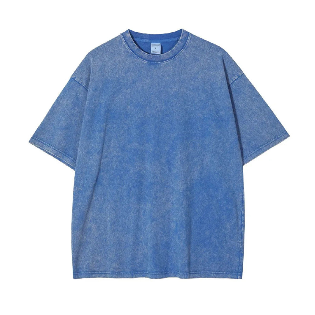Vintage washed distressed oversized cotton T-shirt drop shoulder loose unisex fit casual wear