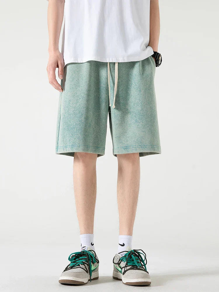 Men's relaxed fit cotton blend shorts with elastic drawstring waist for everyday casual comfort