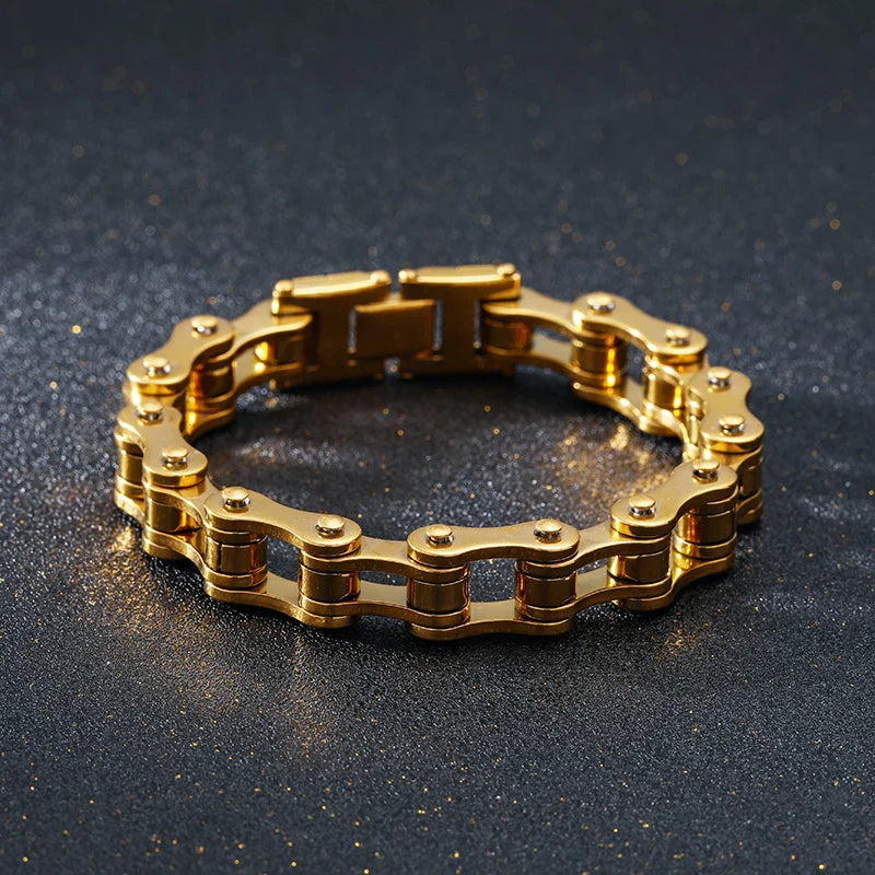 Urbann-Vibe Motoclyde stainless steel men's biker bracelet rugged motorcycle-inspired tarnish-resistant jewelry