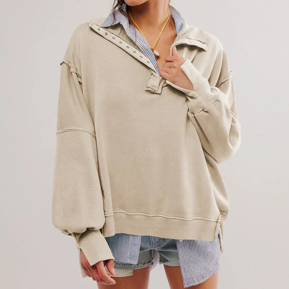 Oversized unisex cotton blend sweatshirt with voluminous sleeves in a relaxed everyday silhouette