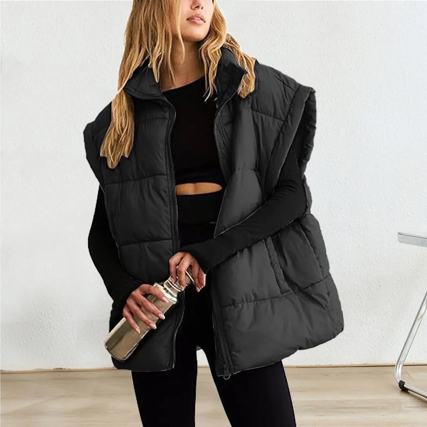 TrendAura puffer down vest cold weather layering thick warm padding modern silhouette outdoor style