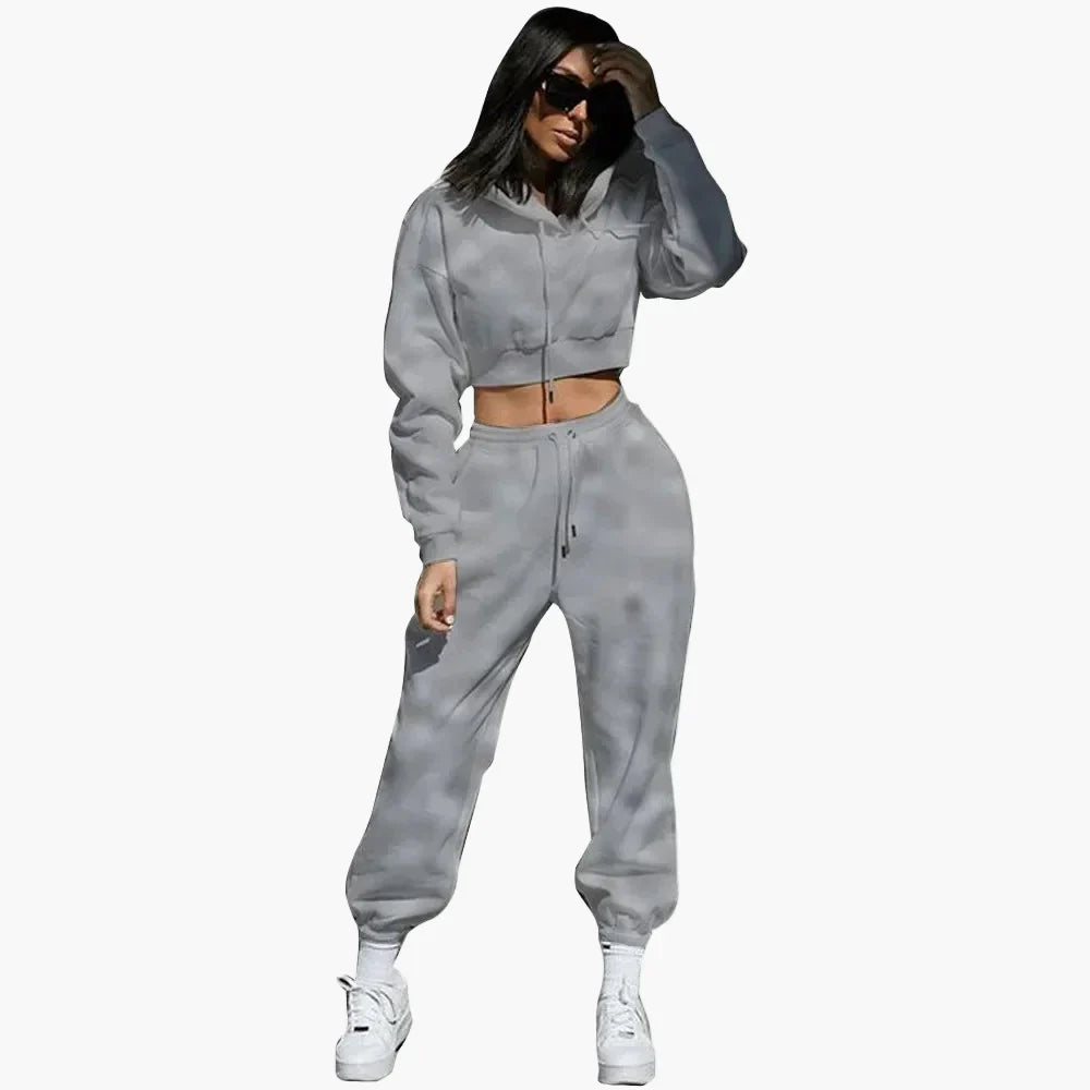 Women's two-piece tracksuit set hoodie and joggers casual athleisure coordinated sporty comfort fit