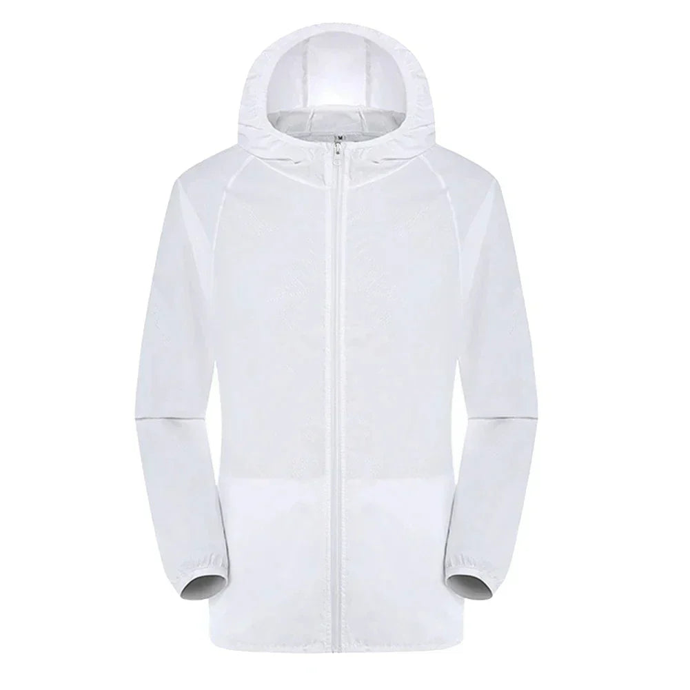 Men's waterproof hooded trench coat in neutral tone, slim urban cut with classic trench detailing
