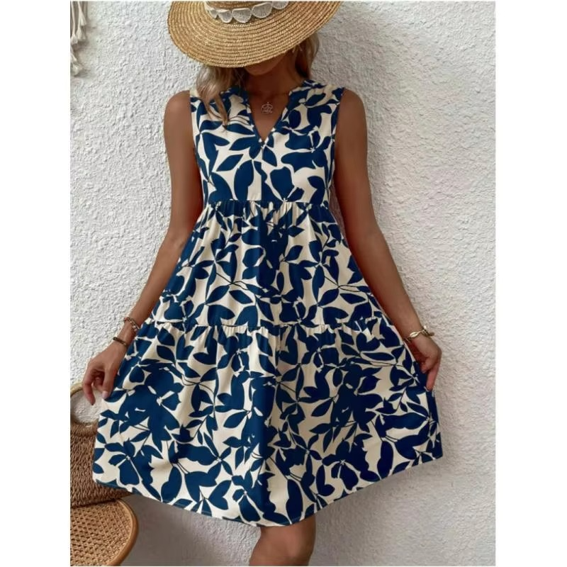 Floral print high waist A-line midi skirt women lightweight breathable everyday summer wear