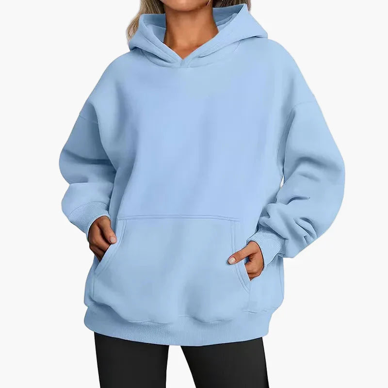 Women's oversized hoodie sweatshirt relaxed fit streetwear style with drawstring hood