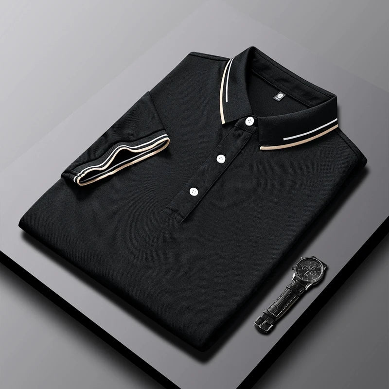 Men's light blue AeroKnit tailored polo shirt, breathable knit weave with subtle texture