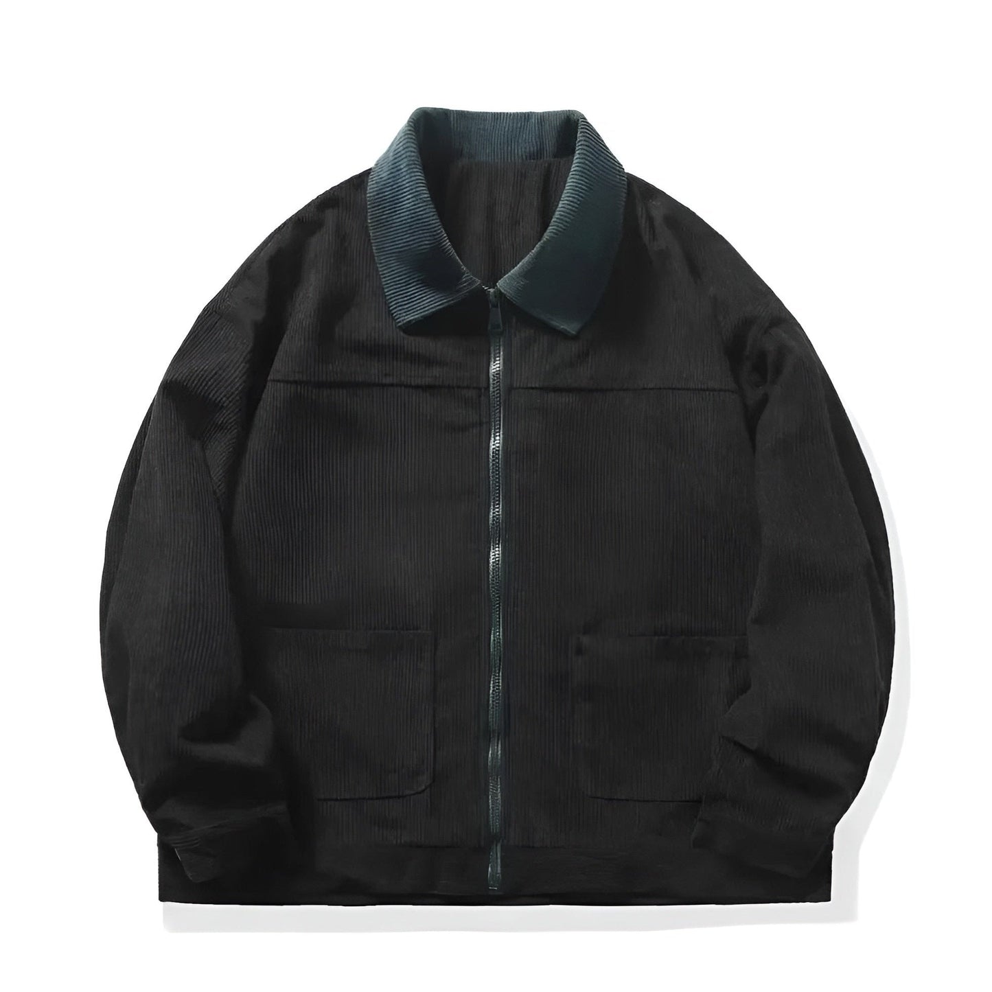 Men's relaxed fit corduroy color block jacket in earthy tones, durable layering essential