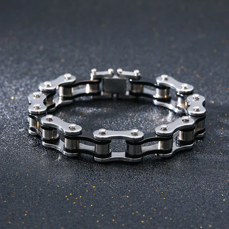 Urbann-Vibe Motoclyde men's stainless steel biker bracelet rugged motorcycle-inspired tarnish-resistant jewelry