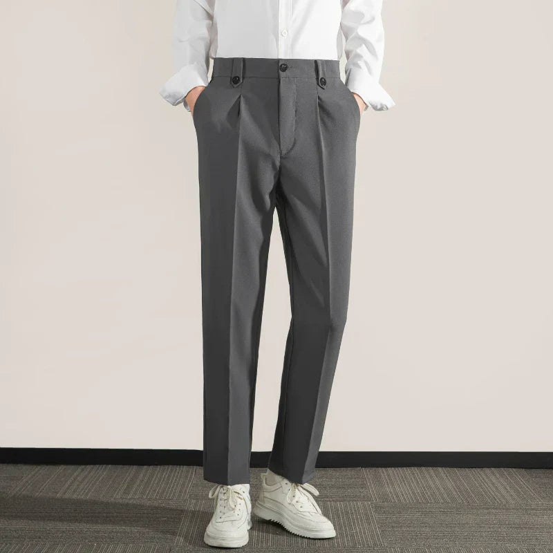 Men's lightweight cotton blend straight leg dress trousers classic fit for work and everyday wear