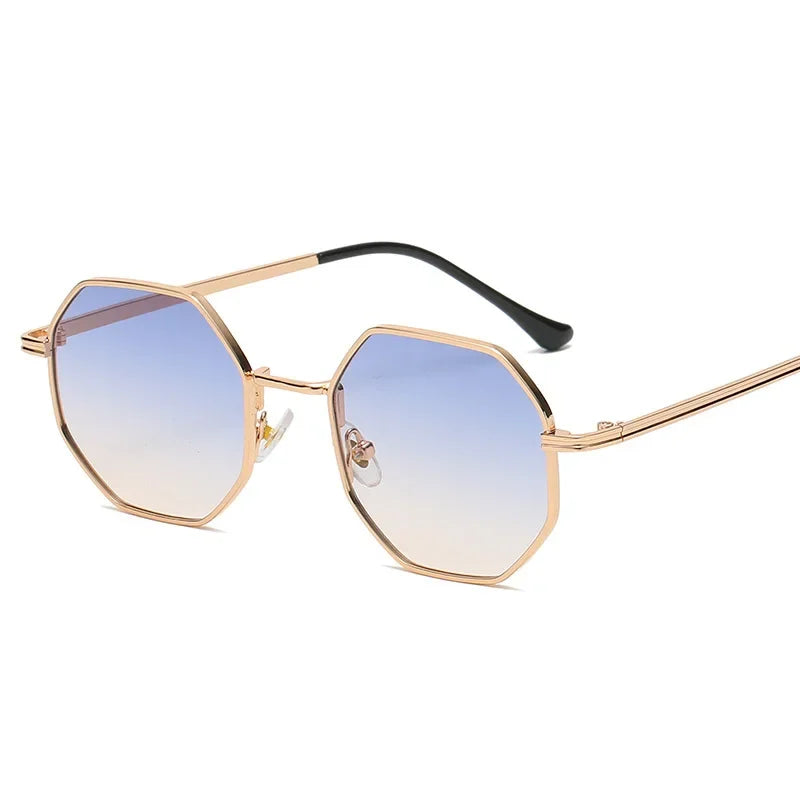 Amari retro unisex sunglasses gold alloy octagon polygon frame UV400 feather-light 70s vintage