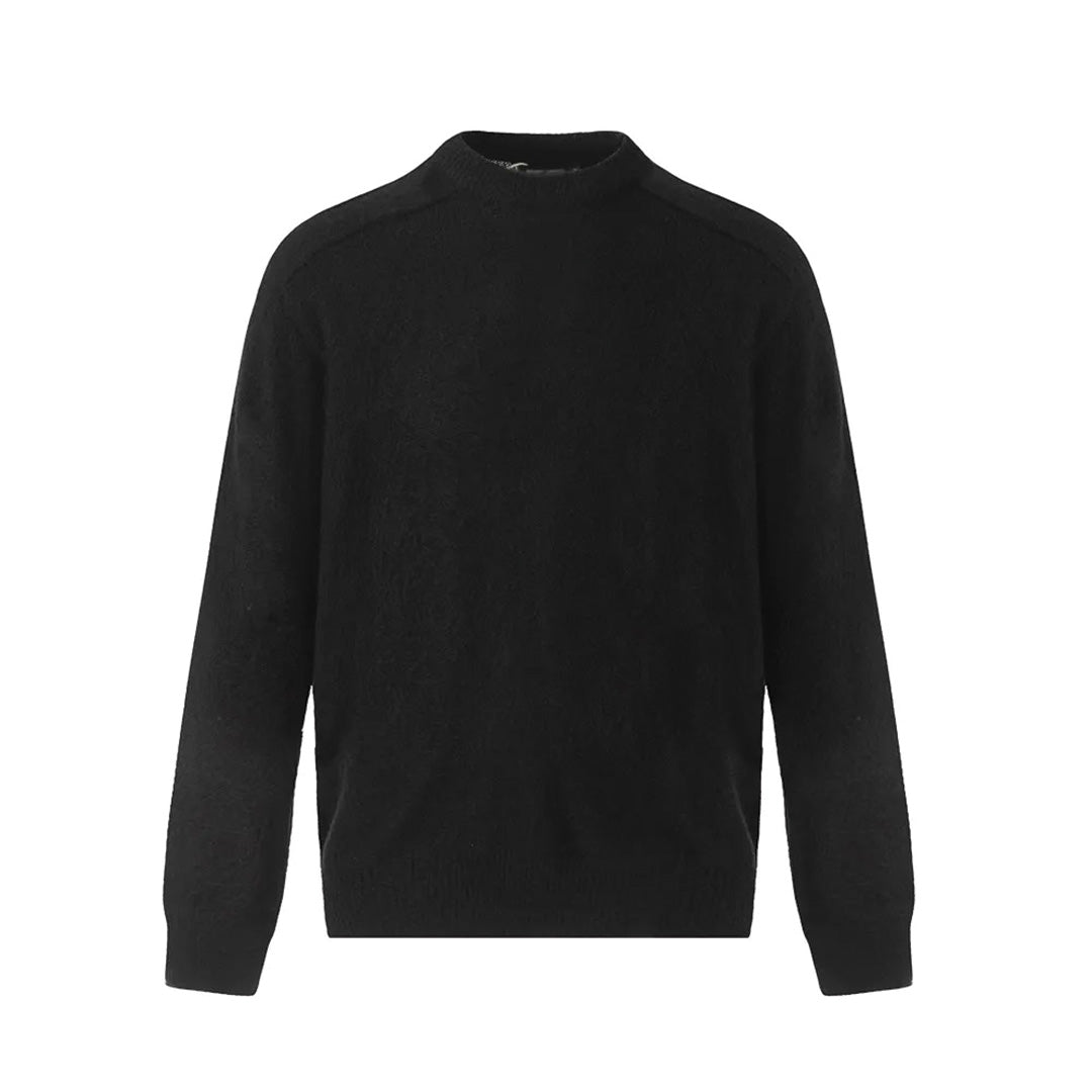 Brushed wool crewneck sweater unisex relaxed fit ultra-soft warm knit for winter layering